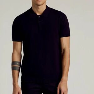 True Classic Tee Dressy Polo Collard Tee 3 Button Down Black Large New With Tags